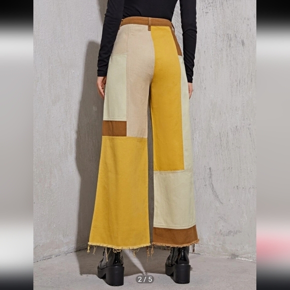 Colorblock Wide-Leg Pants Size Large - Picture 2 of 10